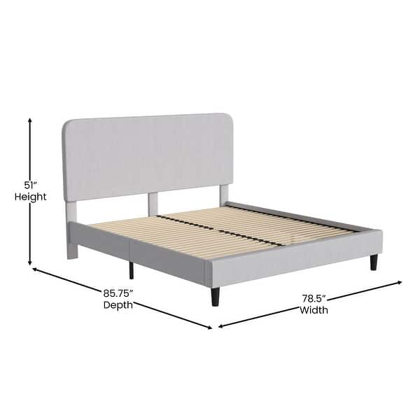 dimension image slide 1 of 8, Upholstered Platform Bed with headboard