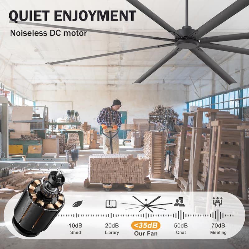 72"/84"/96"/120"/144" Extra Larger HVLS Commercial Ceiling Fan with Remote and Aluminum Blades