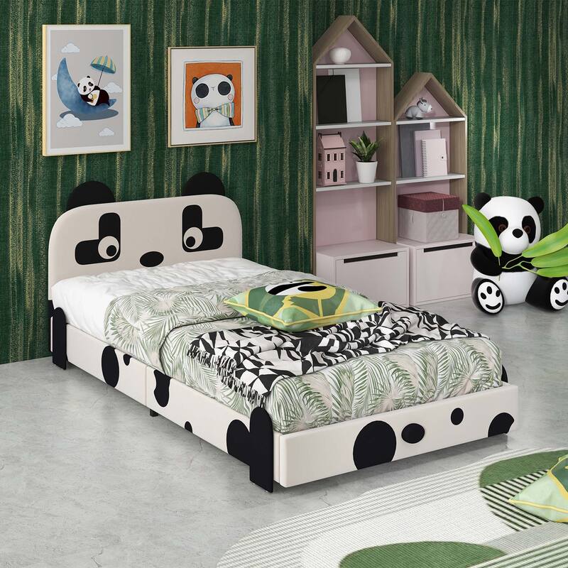 Costway Twin Size Kids Bed Toddler Upholstered Low Profile Bed Frame