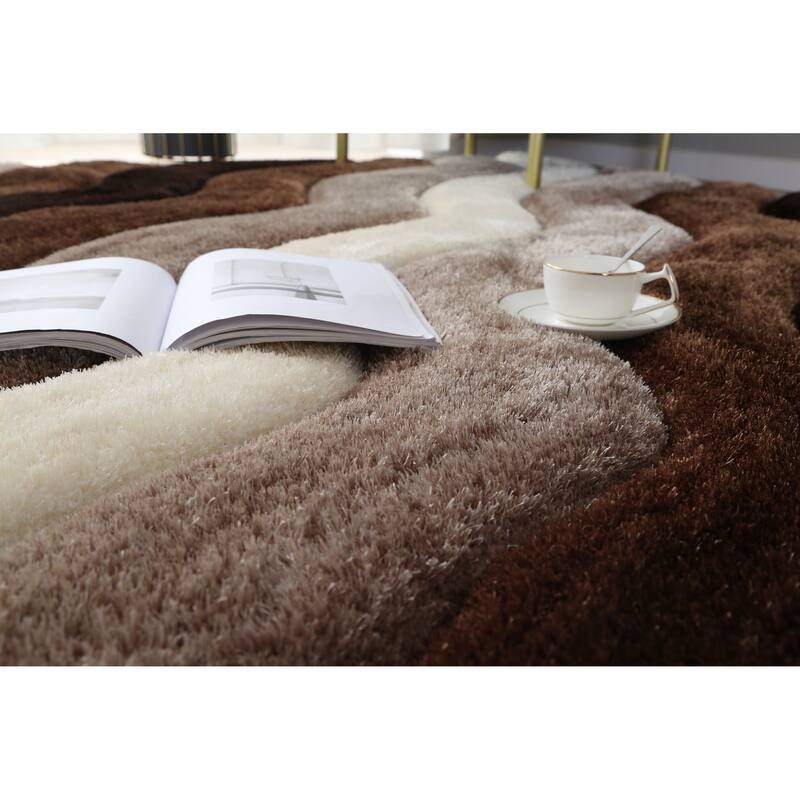MDA Rugs Mateos Shag Contemporary Stripe Designed Area Rug - Overstock ...