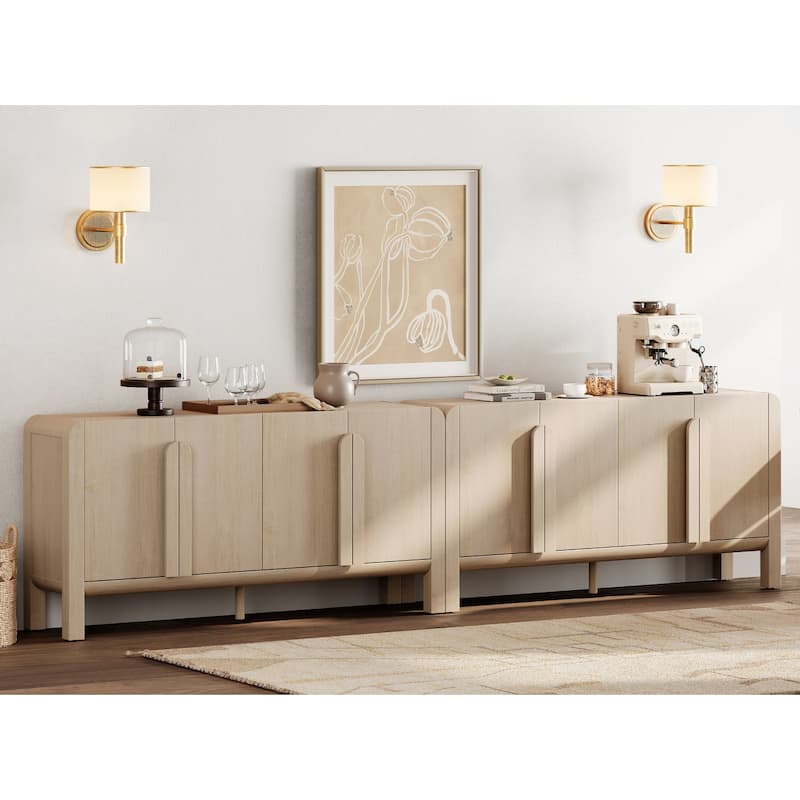 WAMPAT Mid-Century 63" Wood SideboardWAMPAT Buffet Cabinet With Storage, Modern Credenza With Doors And Adjustable Shelves