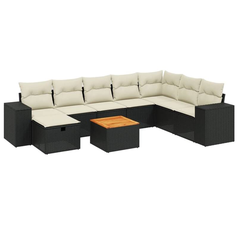 vidaXL Patio Sofa Set with Cushions Outdoor Furniture 9 Piece Poly Rattan