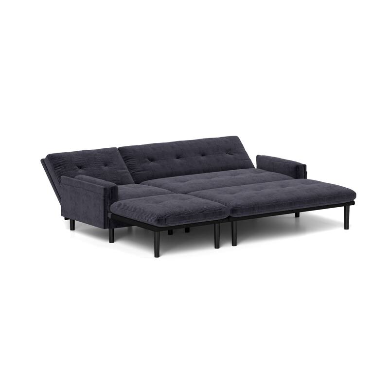 Multi-Functional Corduroy Sectional Sofa: Stylish 3-Seater, L-Shaped Couch, and Bed Option for Small Spaces