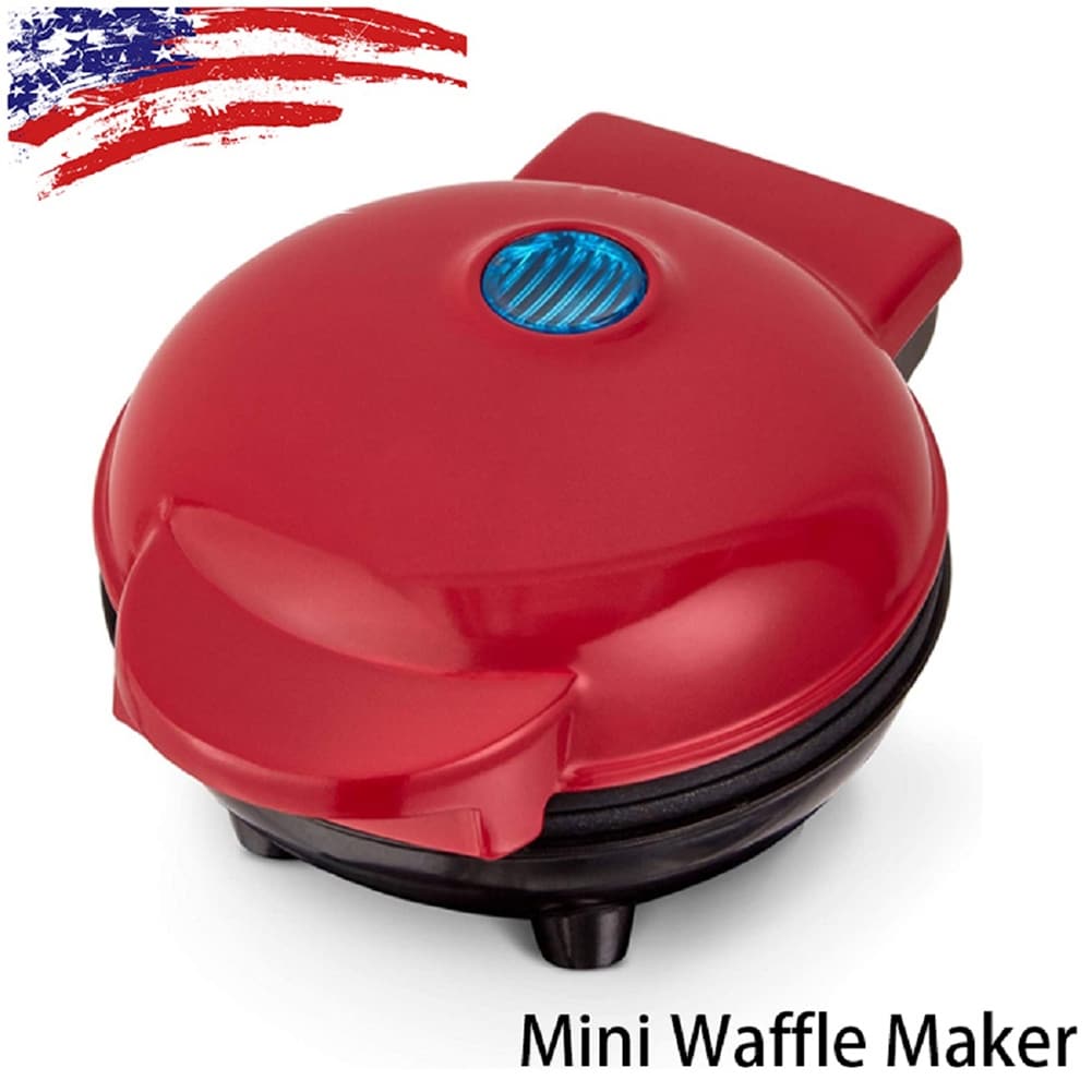 WICKED GIZMOS Mini Waffle Maker - Waffle Iron 1000W with Non Stick Plates, Single  Belgian & American Waffle Machine - Red