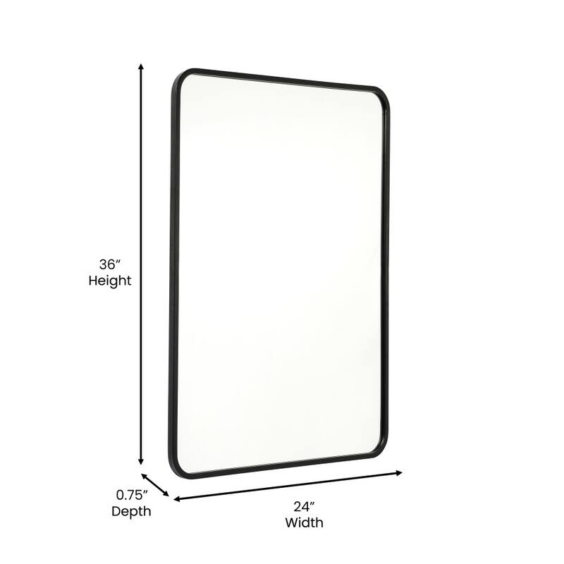 Wall Mount Shatterproof Rectangular Accent Wall Mirror with Metal Frame