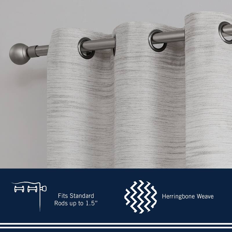Nautica Julius Light Filtering Textured Grommet Window Curtain Panel Pair