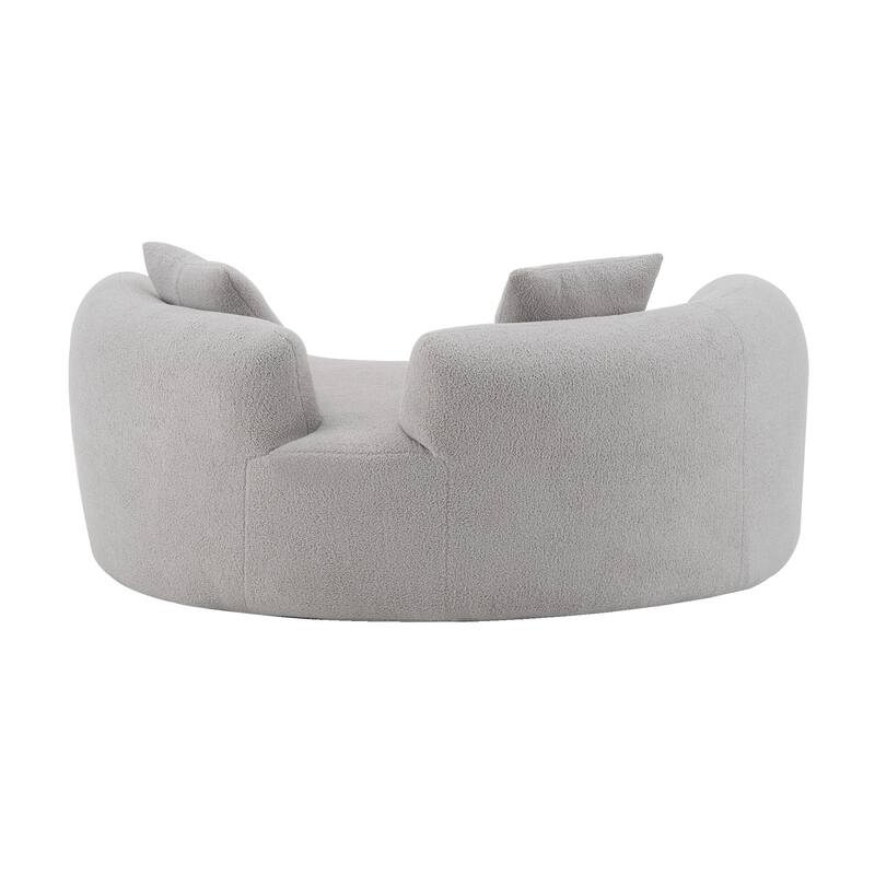 Curved Loveseat Sofa with 2 Pillows, Full Compression Sponge Boneless Floor Couch, Teddy Velvet Upholstered Cloud Couch