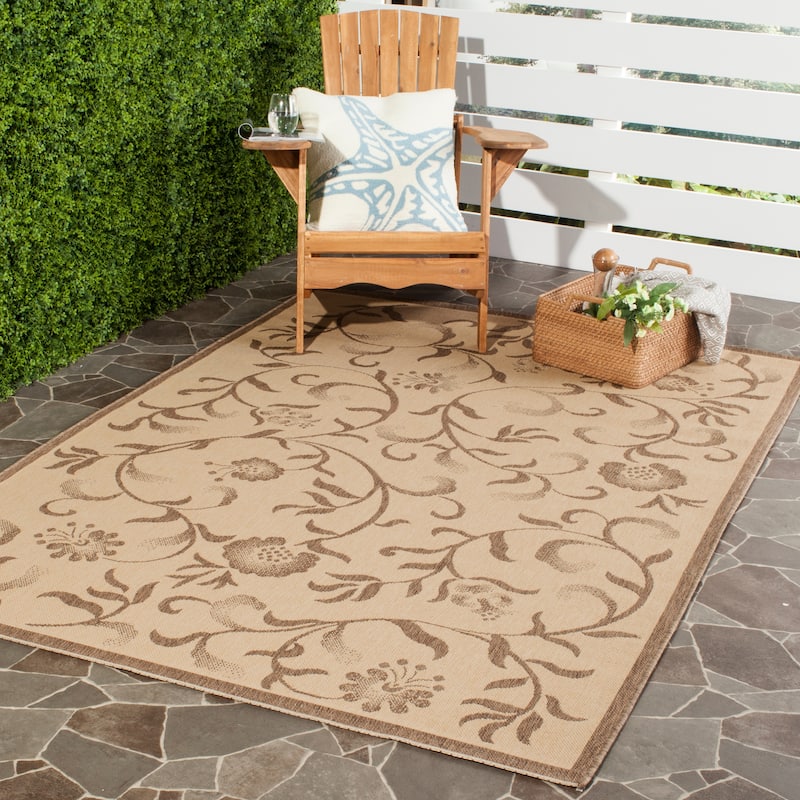 Martha Stewart by SAFAVIEH Swirling Garden Waterproof Rug - 2'7" x 5' - Creme/Brown
