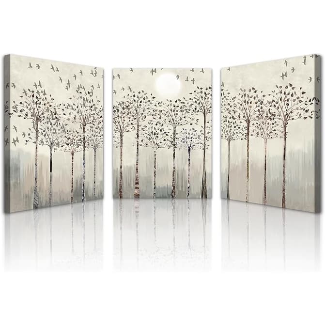 Wall Decor Pictures Trees And Birds Abstract Wall Paintings