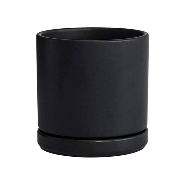Small Ceramic Black Round Flower Pot