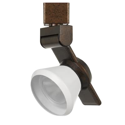 12W Integrated LED Metal Track Fixture with Cone Head, Bronze and White