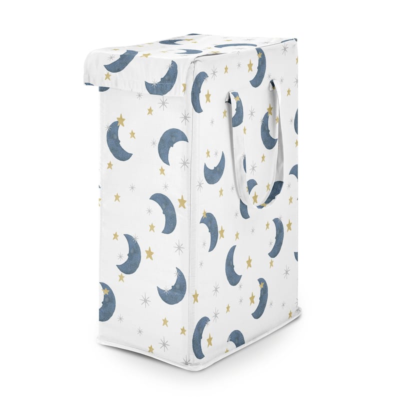 Sweet Jojo Designs Moon & Star Boy, Girl, Unisex/Gender Neutral Foldable Laundry Hamper with Handles - Watercolor, Celestial Sky