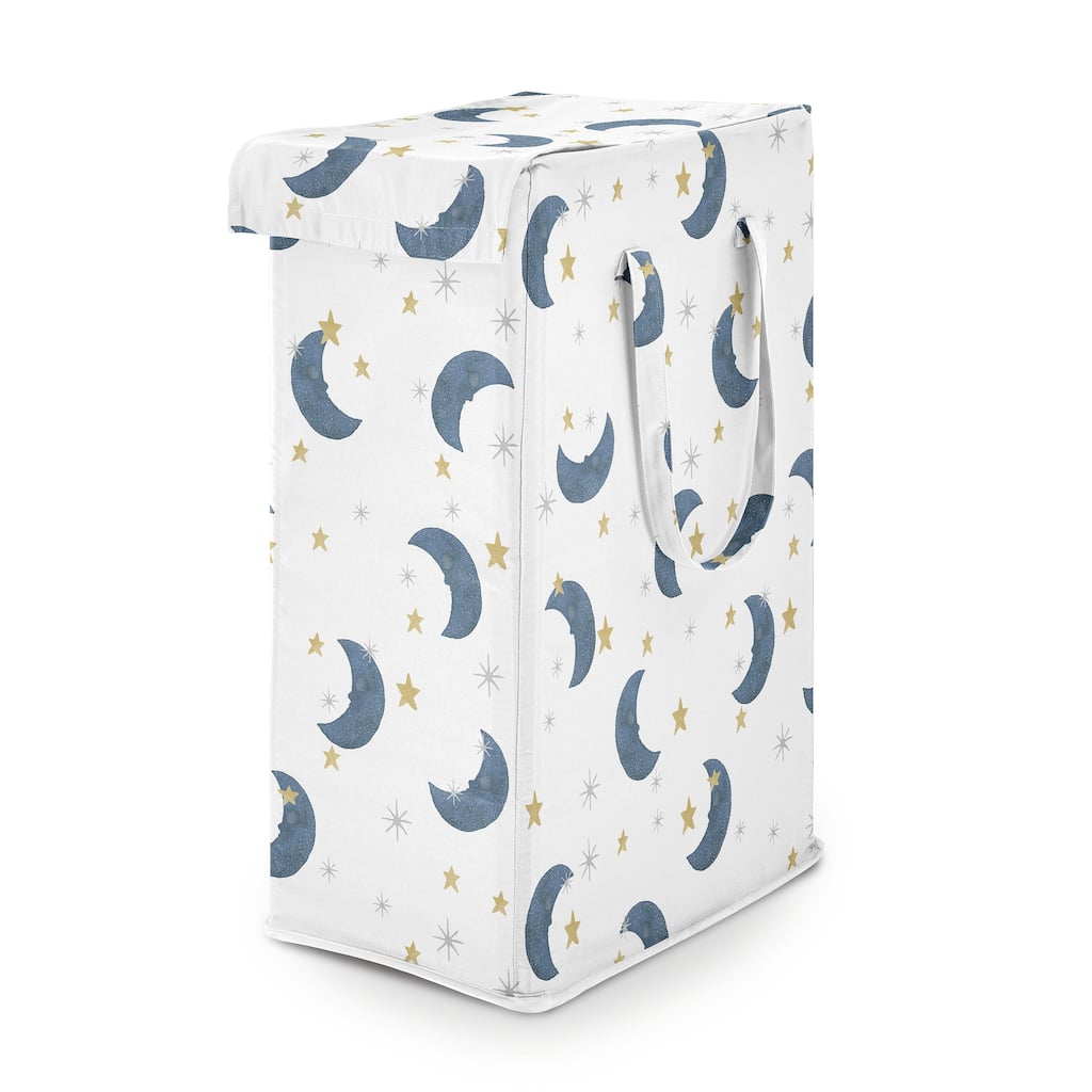 Sweet Jojo Designs Moon & Star Boy, Girl, Unisex/Gender Neutral Foldable Laundry Hamper with Handles - Watercolor, Celestial Sky