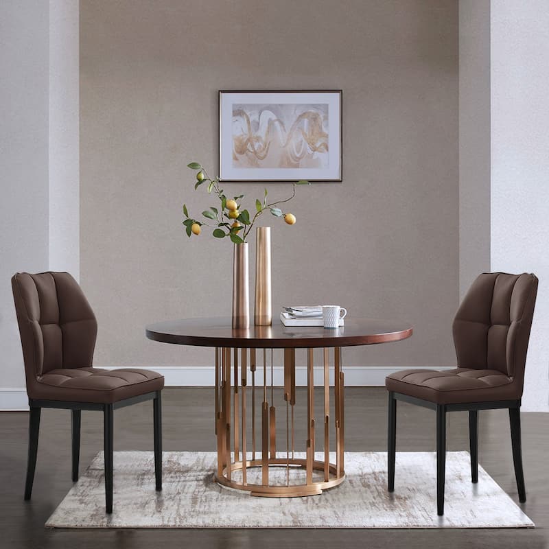Checkered Faux Leather Upholstered Dining Chairs, Set of 2/4 - 33.7"H x 17.4"W x 17.4"D