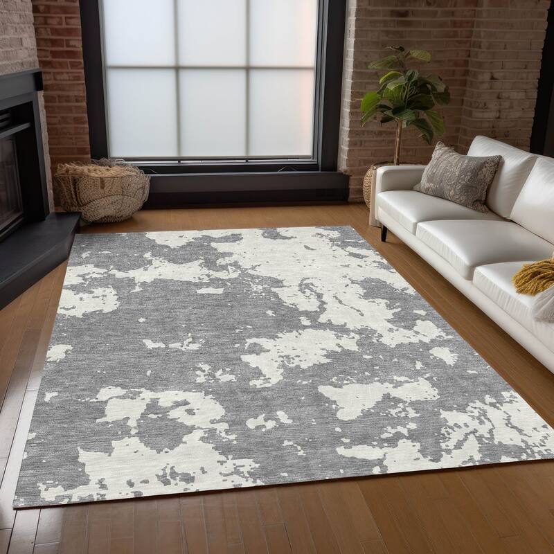 Machine Washable Indoor/ Outdoor Chantille Abstract Rug