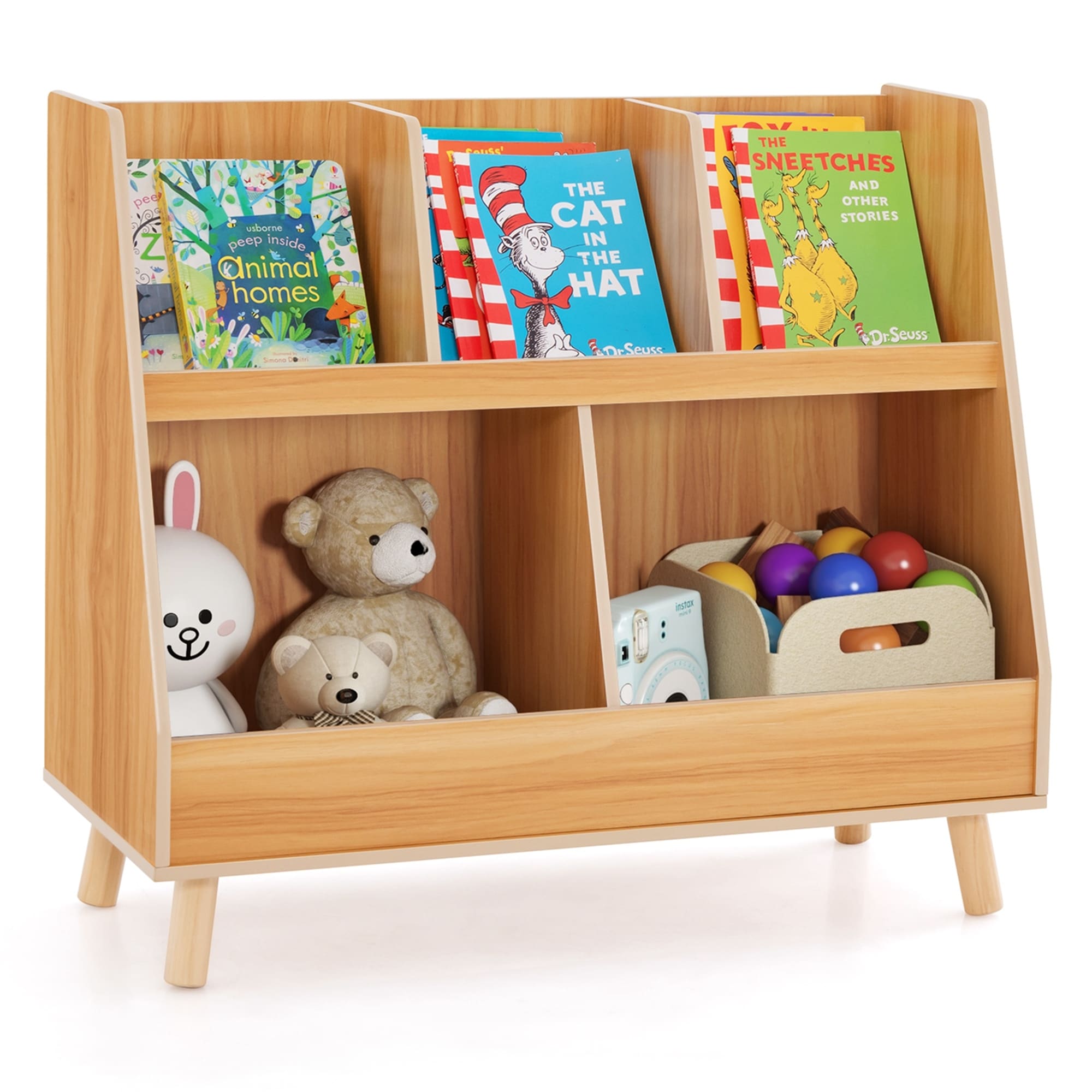 Costway 5-Cube Kids Bookshelf and Toy Organizer Wooden Storage - See Details