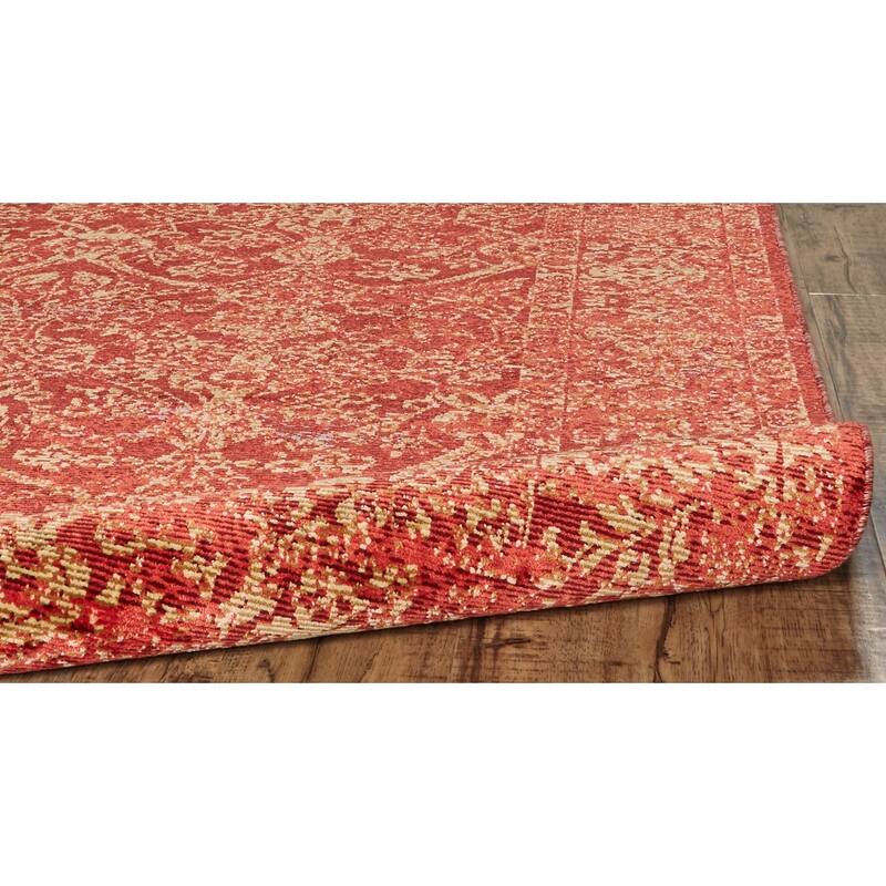 Tessina Distressed Ornamental Rug, Red/Gold/Orange, Area Rug