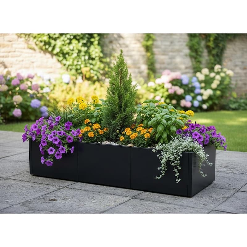 Metal Planter Box for Outdoor Plants, Open Base Design - 51*18*12 in