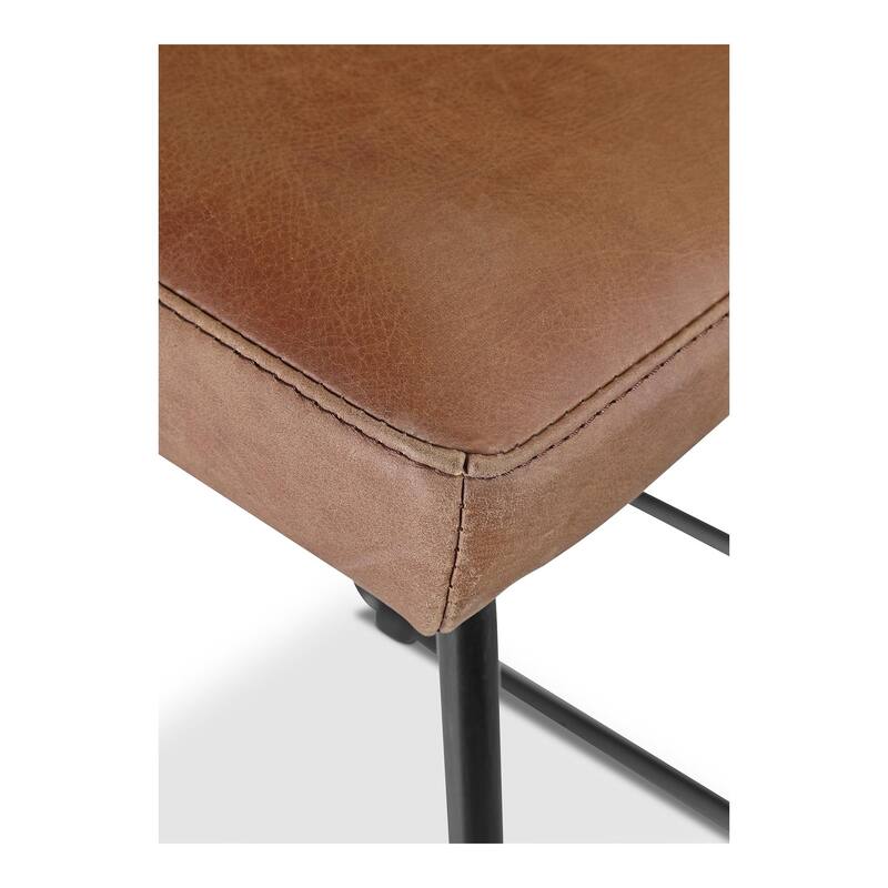 NADAAL STUDIOS Orson, Counter Stool With Top Grain Leather, Set of Two - 17"W x20"D x32"H