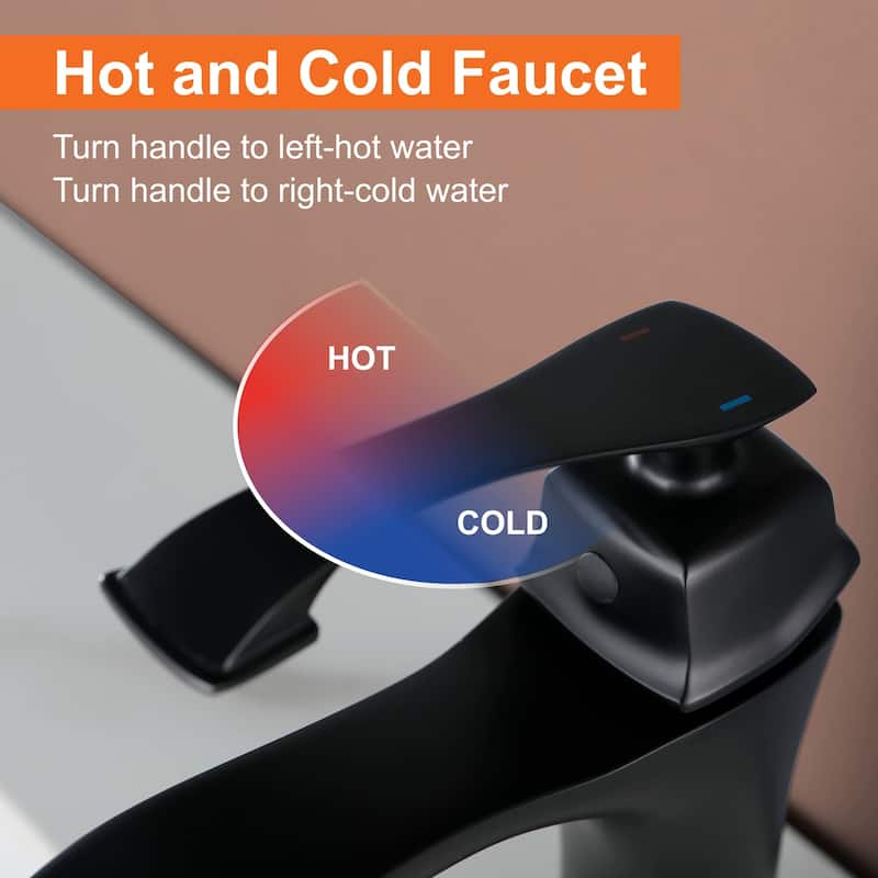Single Hole Bathroom Sink Faucet Single Handle Bathroom Faucet Modern Lavatory Basin Vanity Tap With Valve, NO DRAIN