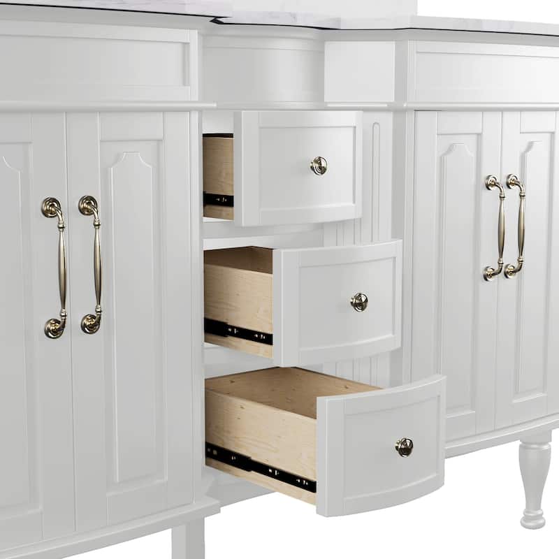 54-Inch European Style Solid Wood Bathroom Vanity with Sink – Elegant Detailing