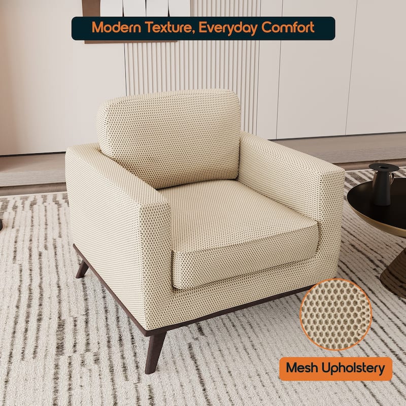 Chester Modern One-Seater Sofa Leather Or Mesh Upholstery Accent Arm Chair for Living Room Bedroom Lounge - 33.46
