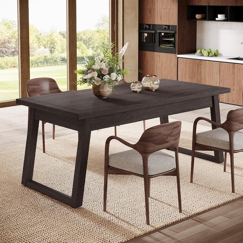 55 Inches Dining Table with Storage Drawer, Rectangular Dinner Kitchen Table
