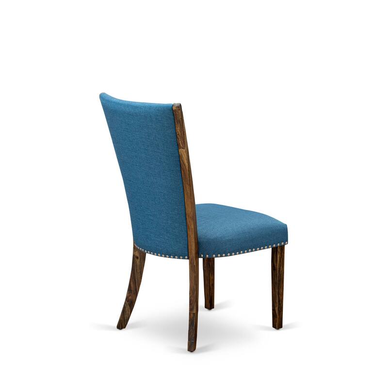 East West Furniture Verona Parson Dining Chairs - Nail head Trim Linen Fabric Chairs, Set of 2(Finish Options)