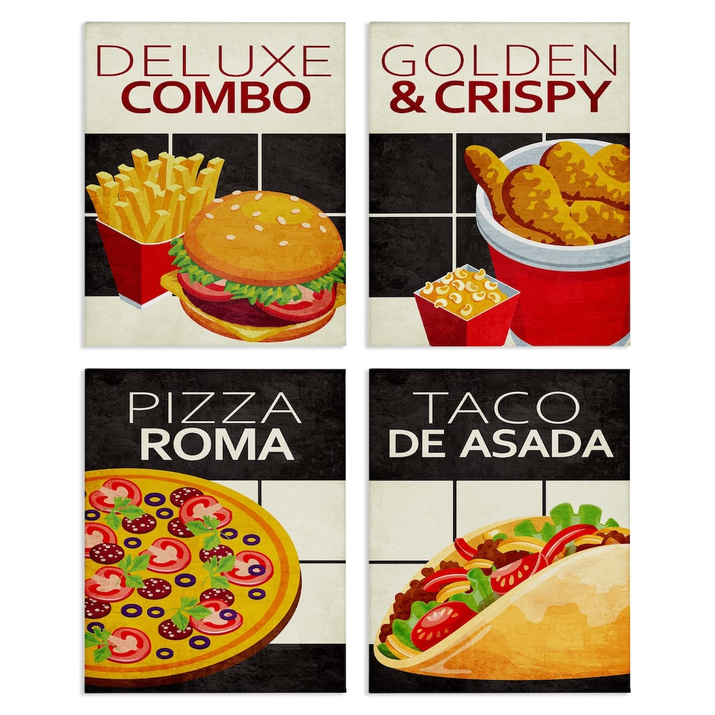 Stupell Fast Food American Cuisine Canvas Wall Art Design By Kim Allen (Set of 4)