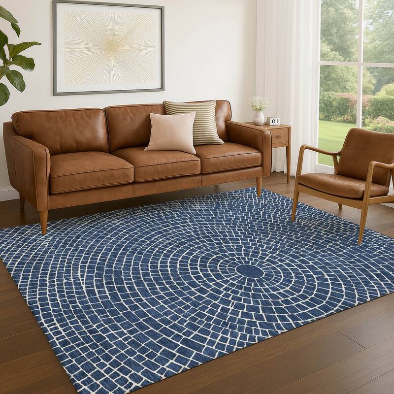 Machine Washable Indoor/ Outdoor Modern Gravity Chantille Rug