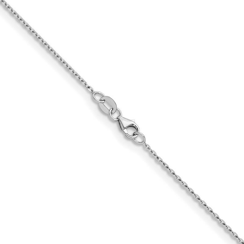 Curata Italian 18k White Gold 1.3mm Diamond Cut Chain Necklace (Lobster)