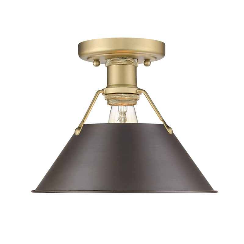 Orwell 1-Light Flush Mount in Brushed Champagne Bronze with Rubbed Bronze - Gold