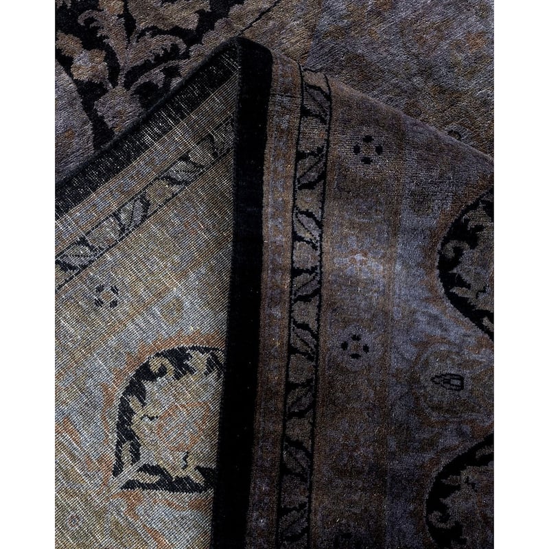 Overton Hand Knotted Wool Vintage Inspired Modern Contemporary Overdyed Gray Area Rug - 8' 3" x 10' 5"