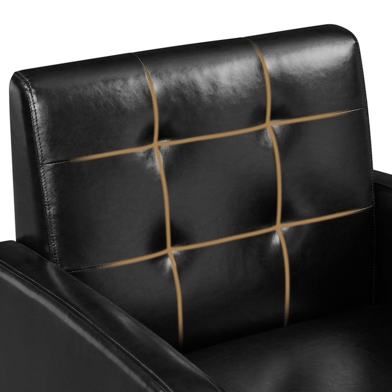 Yaheetech Modern Faux Leather Tufted Accent Chair with Solid Wood Legs - 28.5"×29"×33"