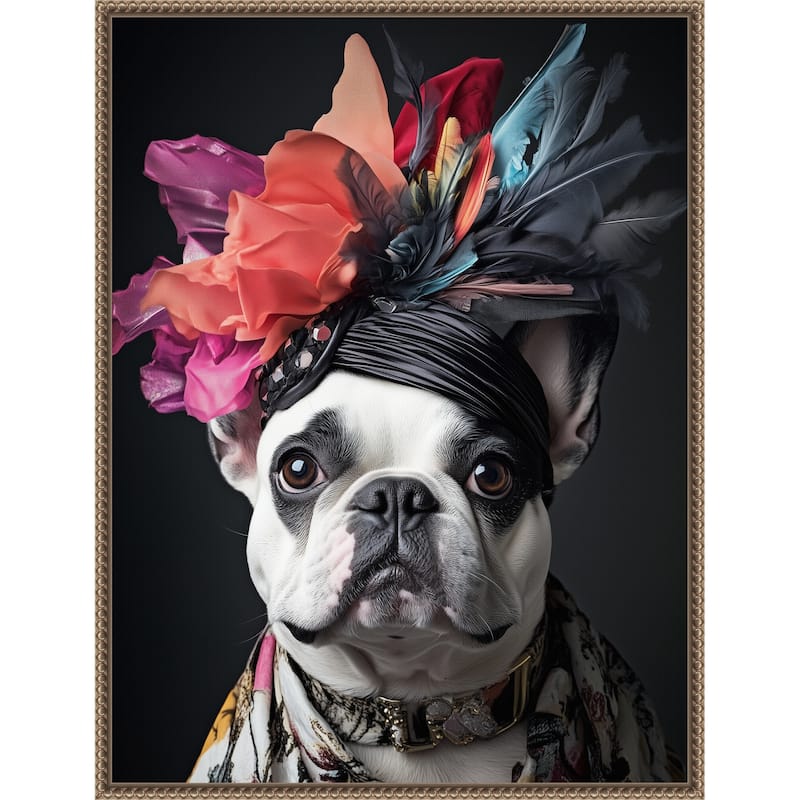 The Regal French Bulldog by Mowzu Framed Canvas Wall Art