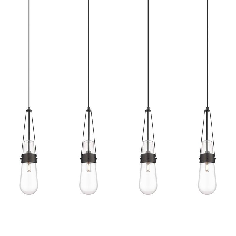 Innovations Lighting 124-452-1P-21-49 Milan Pendant Milan 4 Light 49" - Matte Black / Clear
