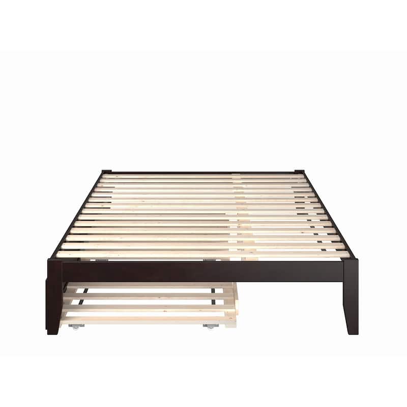Queen Bed Frame with Trundle & USB Charger - Modern Platform Bed, Easy Assembly