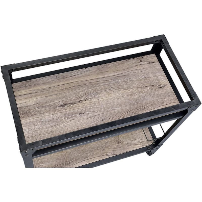 ACME Jorgensen Serving Cart, Rustic Oak & Charcoal - N/A