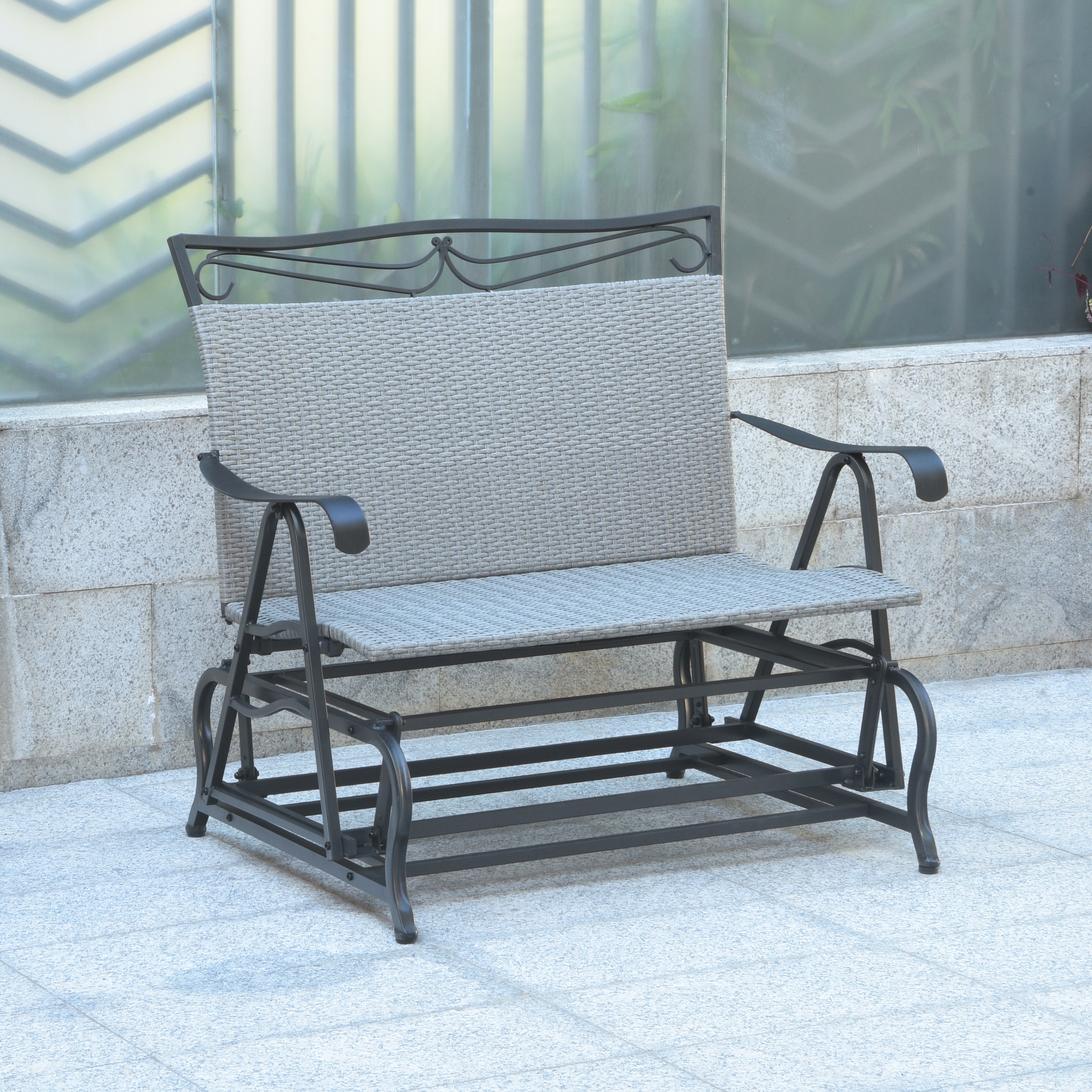 Resin wicker double shop glider