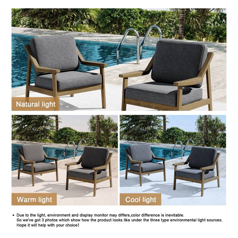 Outdoor Patio Club Chair Arm Lounge Cushion Chair (Set of 2)