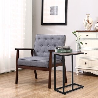 Shop Simple C Type Iron Sofa Side Accent Table Wood Grain End Table On Sale Overstock 31644289