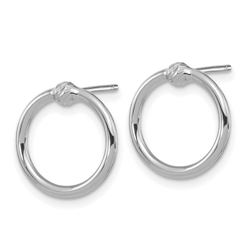 Curata 14k White Gold Textured Twisted Circle Post Earrings 12.5x11.3mm