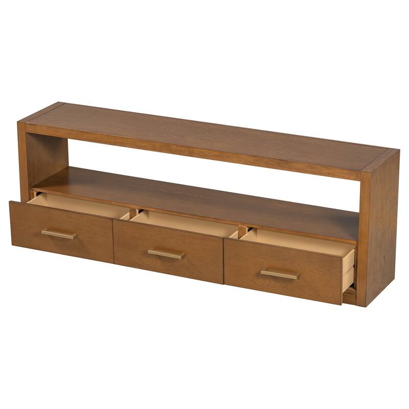 Minimalist Wood TV Stand with 3 Drawers and Large Storage Capacity Shelf for Living Room Bedroom and Office