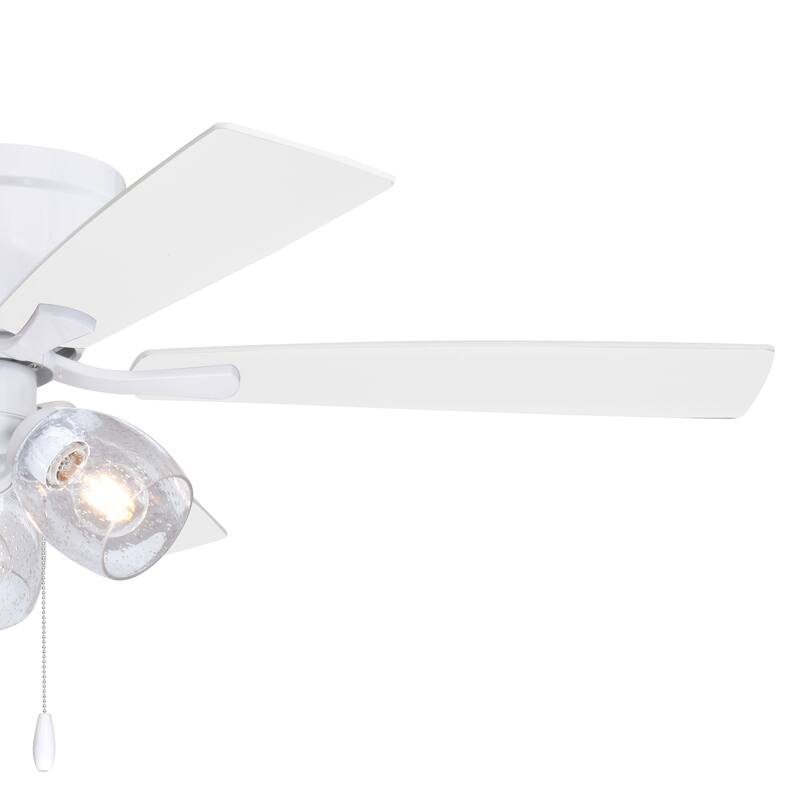Brayton Transitional 3-Light Flush Mount Ceiling Fan with Light Kit, Pull Chain, Reversible Blades
