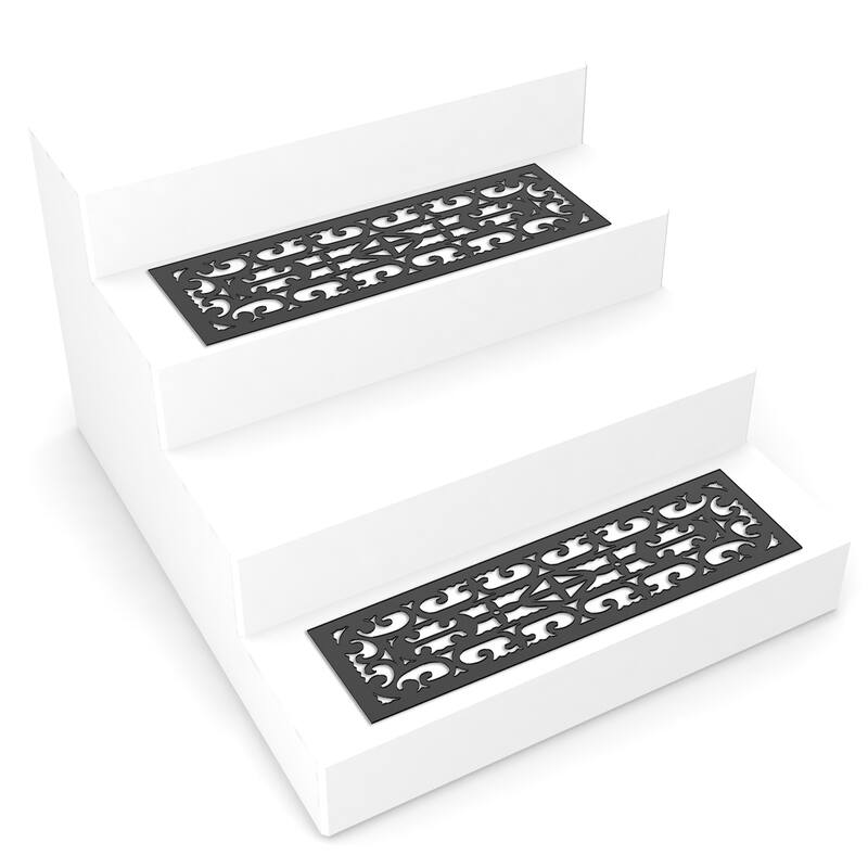 Set of 2 Non-Slip Stair Treads for Wooden Steps Decorative Runner with Traction Control Grip by Pure Garden (Black) - Set of 2