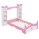preview thumbnail 13 of 17, Twin Size Castle-Shaped Kids Platform Bed Frame with 2 Storage Bookshelf, Wooden Dreamy Princess Bed