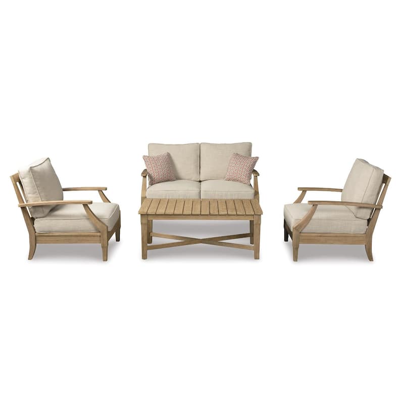 Signature Design by Ashley Clare View Outdoor Loveseat w/Cushion - Beige