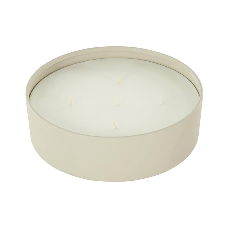 Cream, Black or Beige Metal Scented Textured 59oz 5 Wick Decorative Candle with White Wax