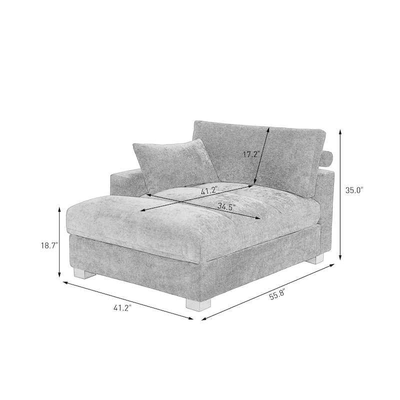 42"W Chenille Upholstered Chaise Lounge