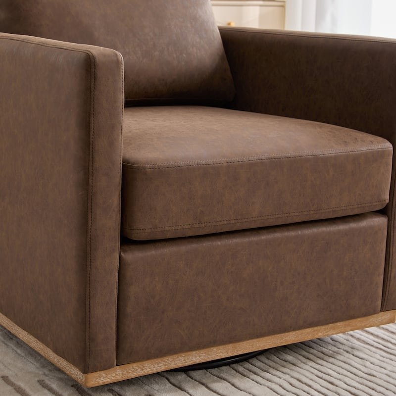 30.7"W Upholstered Square Swivel Accent Chair and Comfy Accent Single Sofa Chair for Living Room Bedroom Apartment